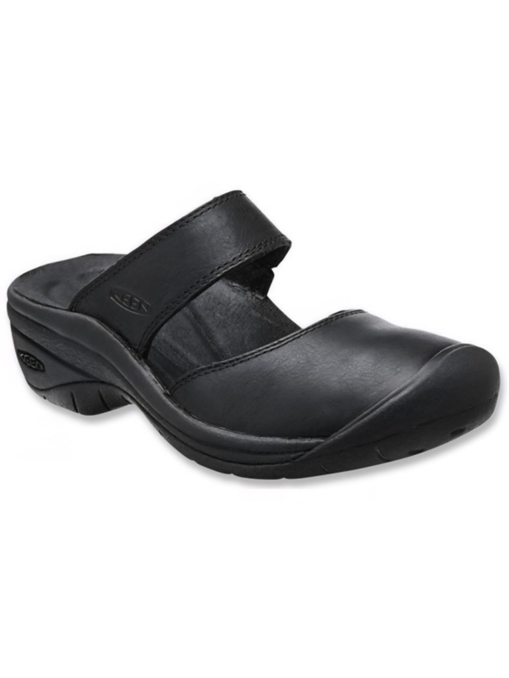 KEEN Saratoga Black Leather Slip-on Mules & Clogs Size 9